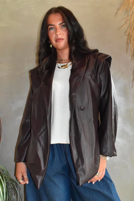 Benatar Pleat Shoulder Jacket Deep Burgundy
